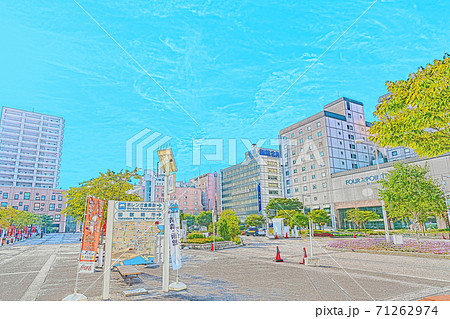 [アニメ風] 北海道函館　函館駅前の風景 71262974