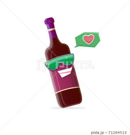 vector funny cartoon red wine bottle character with sunglasses isolated on white background. funky smiling glass wine bottle character design template for wine menu or wine map. vector funny cartoon red wine bottle character with sunglasses isolated on white background. funky smiling glass wine bottle character design template for wine menu or wine map. 71264513