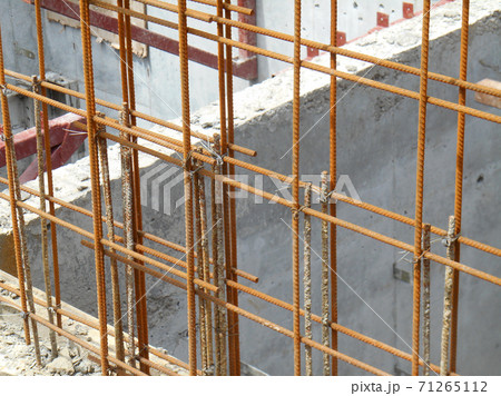 SEREMBAN, MALAYSIA -AUGUST 05, 2017: Steel reinforcement bar used to reinforced concrete at the construction site. It was tied together using tiny wires.     71265112