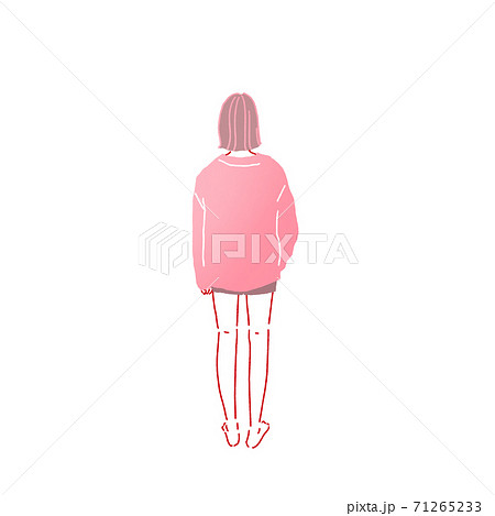 ピンクの服を着た後ろ姿の女性のイラスト素材