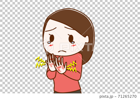 一個女人的手非常粗糙和刺痛的女人 一個女人的手非常粗糙和刺痛的女人 71265270