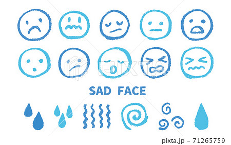 悲しい表情 顔アイコンのイラスト素材