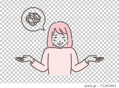 お手上げポーズの女性のイラスト 71265863