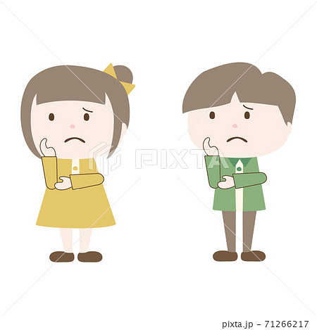 悩む男の子と女の子3のイラスト素材