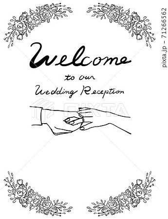 結婚式のウェルカムボード 線画 黒 1色のイラスト素材