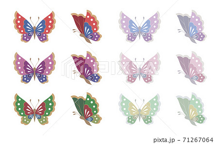 和柄の蝶のイラスト素材セットのイラスト素材