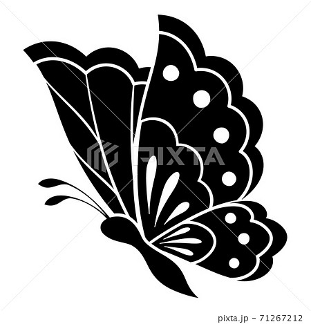 和柄の蝶のシルエット素材 和風イラストのイラスト素材 71267212 Pixta