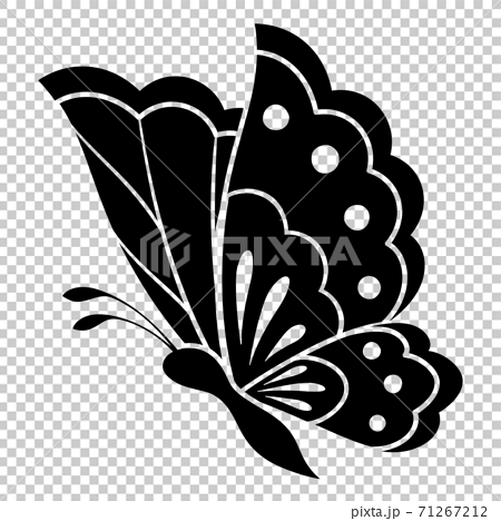 和柄の蝶のシルエット素材 和風イラストのイラスト素材