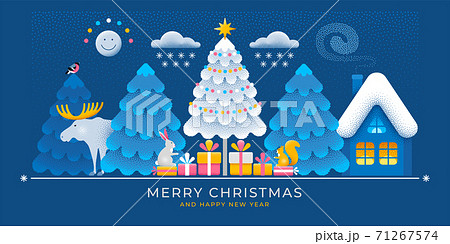 Merry Christmas And Happy New Year Greeting Card 71267574