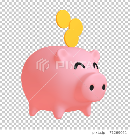 マネーのイラスト素材 豚の貯金箱とコイン 2 8 ニッコリ顔のイラスト素材
