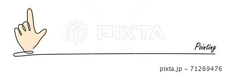 一筆書きで描かれた指さしのイラスト コピースペース バックグラウンド 71269476