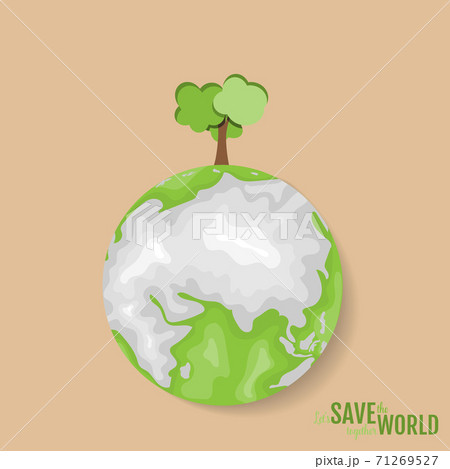 ECO FRIENDLY. Ecology concept with Green Eco Earth and Trees. Vector illustration ECO FRIENDLY. Ecology concept with Green Eco Earth and Trees. Vector illustration 71269527