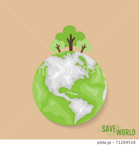 ECO FRIENDLY. Ecology concept with Green Eco Earth and Trees. Vector illustration ECO FRIENDLY. Ecology concept with Green Eco Earth and Trees. Vector illustration 71269528