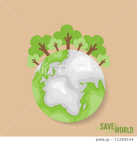 ECO FRIENDLY. Ecology concept with Green Eco Earth and Trees. Vector illustration 71269534