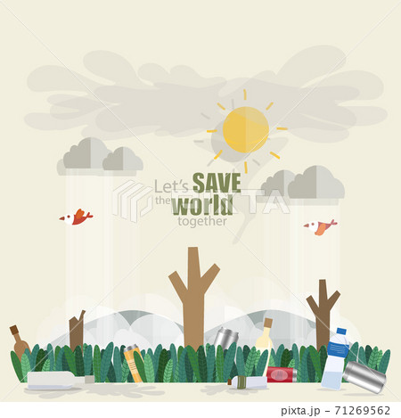 Garbage, environmental pollution concept. Vector illustration Garbage, environmental pollution concept. Vector illustration 71269562
