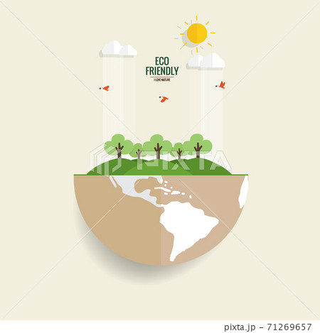 ECO FRIENDLY. Ecology concept with Green Eco Earth and Trees. Vector illustration 71269657