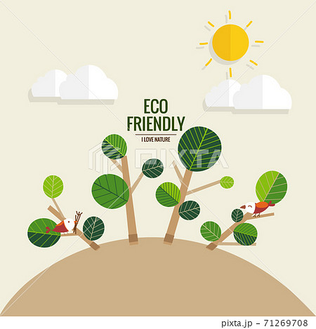 ECO FRIENDLY. Ecology concept with tree background. Vector illustration ECO FRIENDLY. Ecology concept with tree background. Vector illustration 71269708
