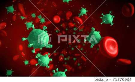 Coronavirus disease COVID-19 infection in human blood. Medical animation. Coronavirus disease COVID-19 infection in human blood. Medical animation. 71270934