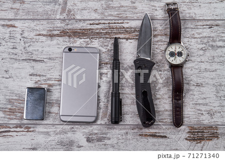 Composition of handy items flat lay. 71271340