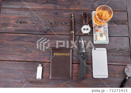 Top view arrangement of mens accessories. Top view arrangement of mens accessories. 71271415