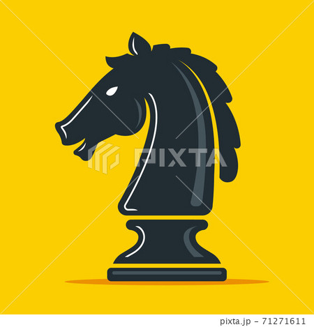 chess piece knight on a yellow background. horse head.  71271611