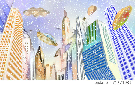 未来都市に雪が降る 71271939