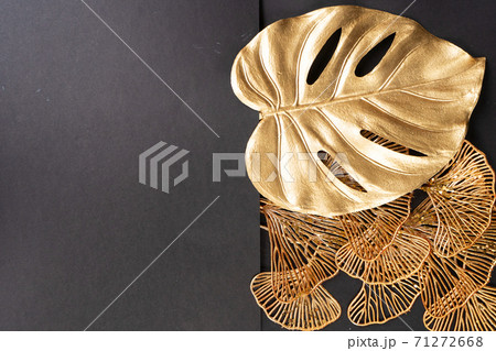 Golden tropial leaves 71272668