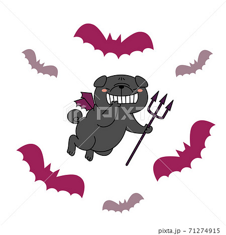 デビルな黒パグのイラスト素材