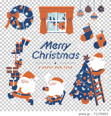 Christmas Santa Set Blue A - Stock Illustration [71276801] - PIXTA