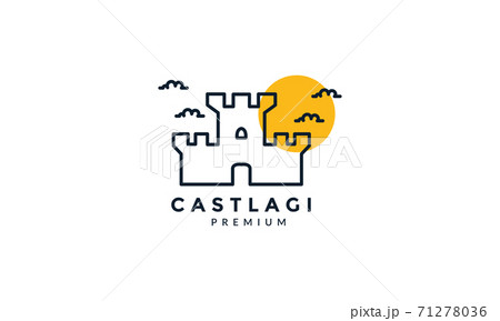 line outline castle with sunset logo vector icon illustration line outline castle with sunset logo vector icon illustration 71278036