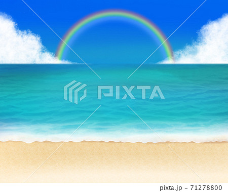 青い海海岸 夏 虹のイラスト素材