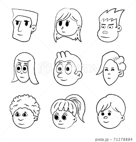 キャラクターの顔のセット 71278884