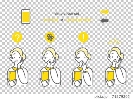 Simple icon set for senior women who operate smartphones 71279205