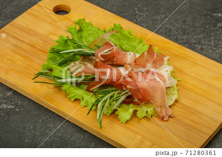 Sliced pork Jamon with rosemary 71280361