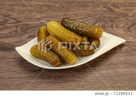 Pickled cucumbers in the plate Pickled cucumbers in the plate 71280431