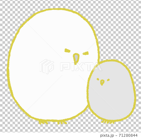 Parent and child of an owl with closed eyes (yellow) Parent and child of an owl with closed eyes (yellow) 71280844