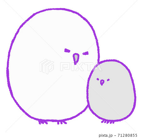 目を閉じているフクロウの親子（紫色） 71280855