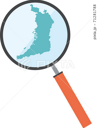 虫眼鏡ルーペ拡大鏡と大阪府の詳細地図近畿地方 都道府県別地図のイラスト ベクターデータのイラスト素材