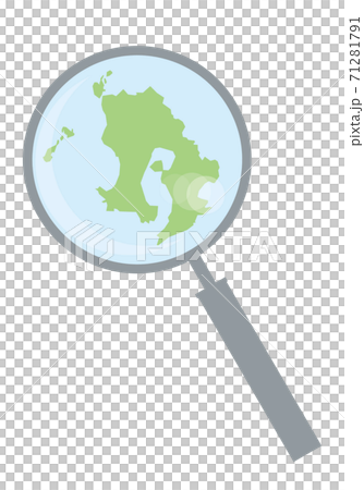 虫眼鏡ルーペ拡大鏡と鹿児島県の詳細地図九州地方|都道府県別地図のイラスト ベクターデータ 虫眼鏡ルーペ拡大鏡と鹿児島県の詳細地図九州地方|都道府県別地図のイラスト ベクターデータ 71281791