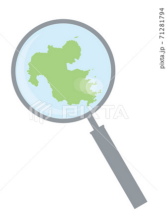 虫眼鏡ルーペ拡大鏡と大分県の詳細地図九州地方｜都道府県別地図のイラスト　ベクターデータ 71281794