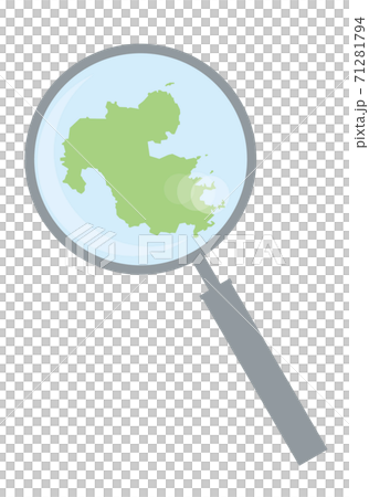 虫眼鏡ルーペ拡大鏡と大分県の詳細地図九州地方｜都道府県別地図のイラスト　ベクターデータ 71281794