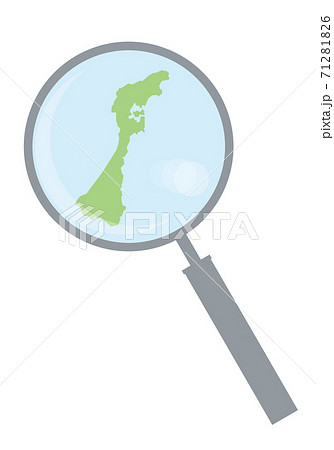 虫眼鏡ルーペ拡大鏡と石川県の詳細地図中部地方 都道府県別地図のイラスト ベクターデータのイラスト素材