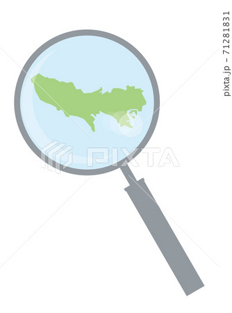 虫眼鏡ルーペ拡大鏡と東京都の詳細地図関東地方首都｜都道府県別地図のイラスト　ベクターデータ 71281831