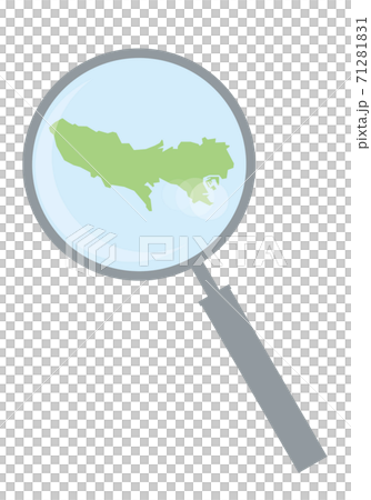 虫眼鏡ルーペ拡大鏡と東京都の詳細地図関東地方首都｜都道府県別地図のイラスト　ベクターデータ 71281831