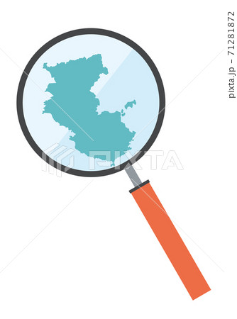 虫眼鏡ルーペ拡大鏡と和歌山県の詳細地図近畿地方｜都道府県別地図のイラスト　ベクターデータ 71281872