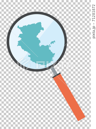虫眼鏡ルーペ拡大鏡と和歌山県の詳細地図近畿地方｜都道府県別地図のイラスト　ベクターデータ 71281872