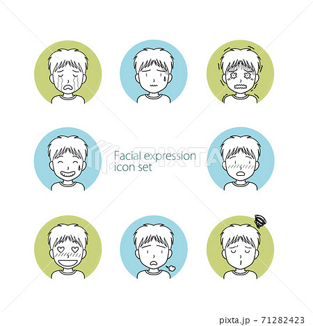 色々な表情をする男の子のシンプルなアイコンのイラスト素材