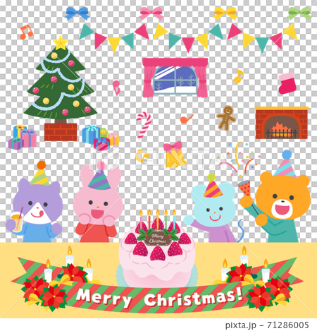 ★★イラスト原画・動物のクリスマスパーティー ★★ イラスト原画・動物のクリスマスパーティー