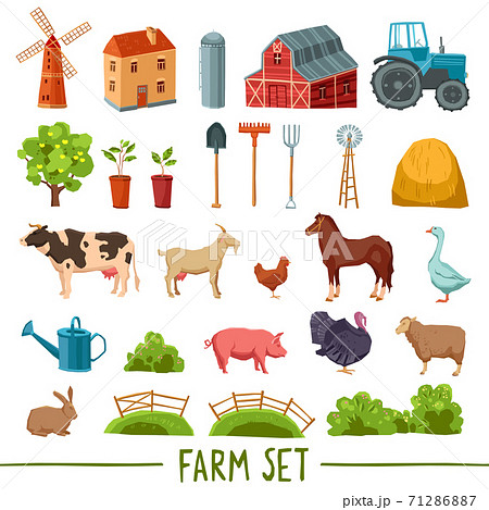 Farm multicolored icon set Farm multicolored icon set 71286887