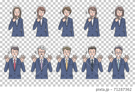 驚くOLとビジネスマン　バリエーションセット 71287362